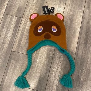 Nintendo Animal Crossing Tom Nook Face Knit Beanie Hat Cosplay NEW with tags